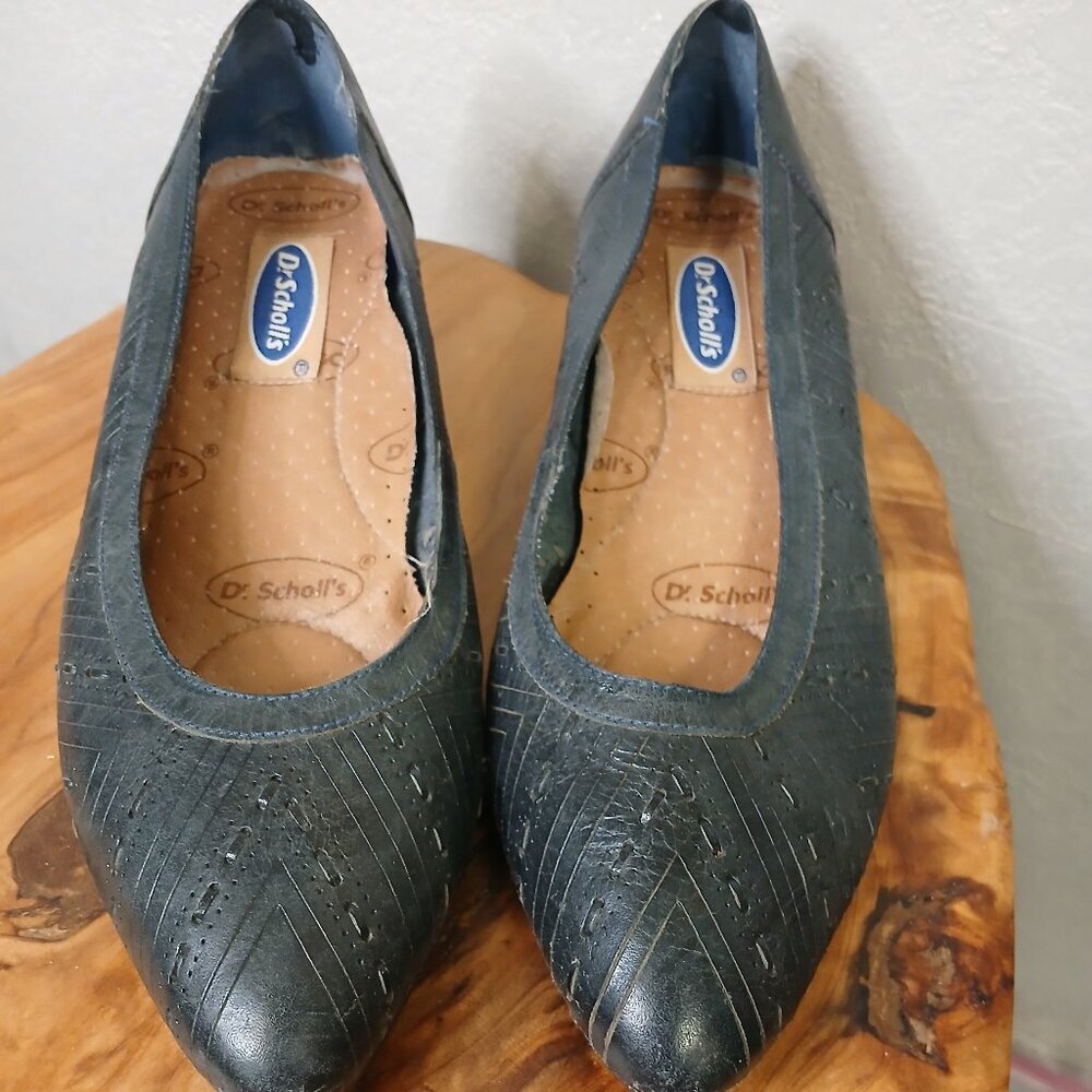 UGC Vintage Dr. Scholl's Leather slides flats navy blue size 9
